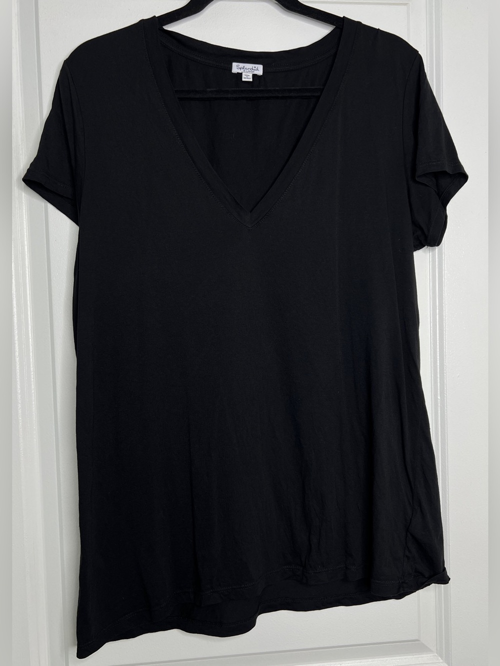 Splendid Kate V-Neck Tee Black Micro Modal Supima Cotton Soft Essential Shirt XL